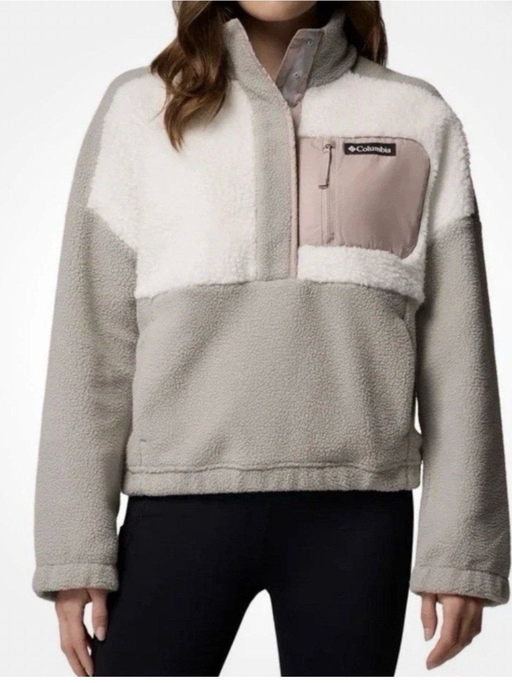 NWT Columbia West Bend Crop Sherpa Fleece Pullover XS